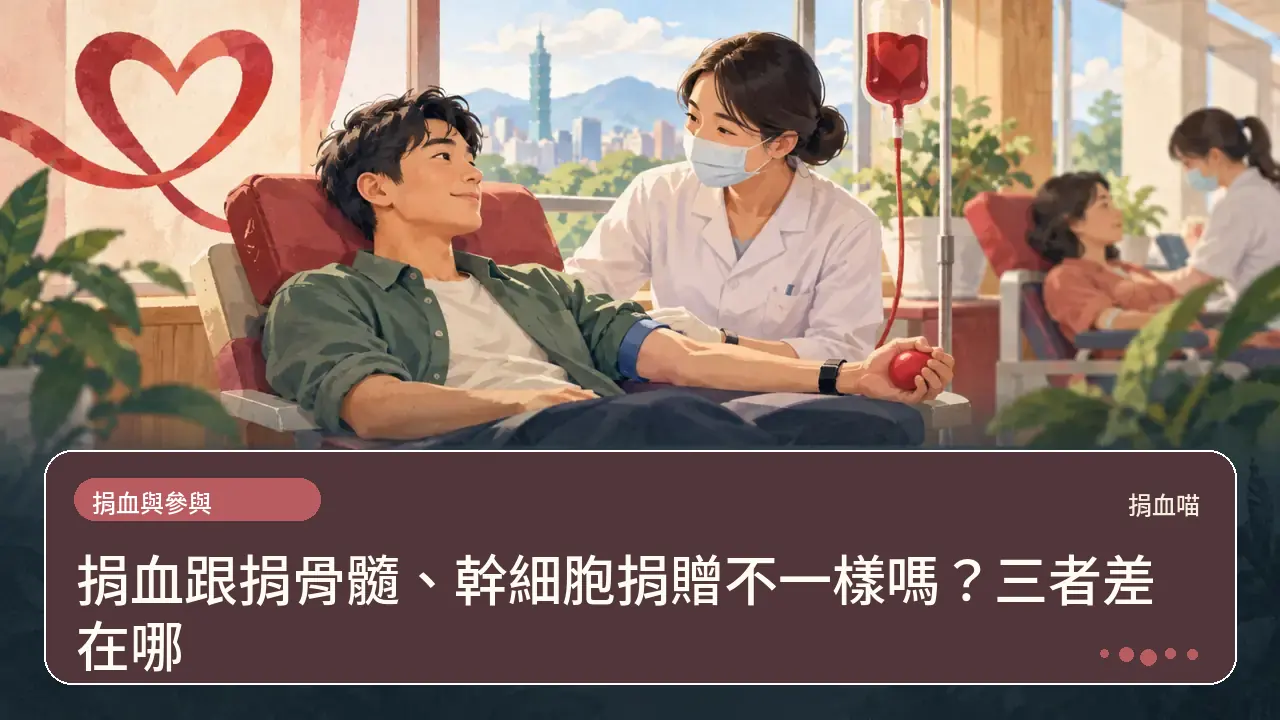 捐血跟捐骨髓、幹細胞捐贈不一樣嗎？三者差在哪主題插畫