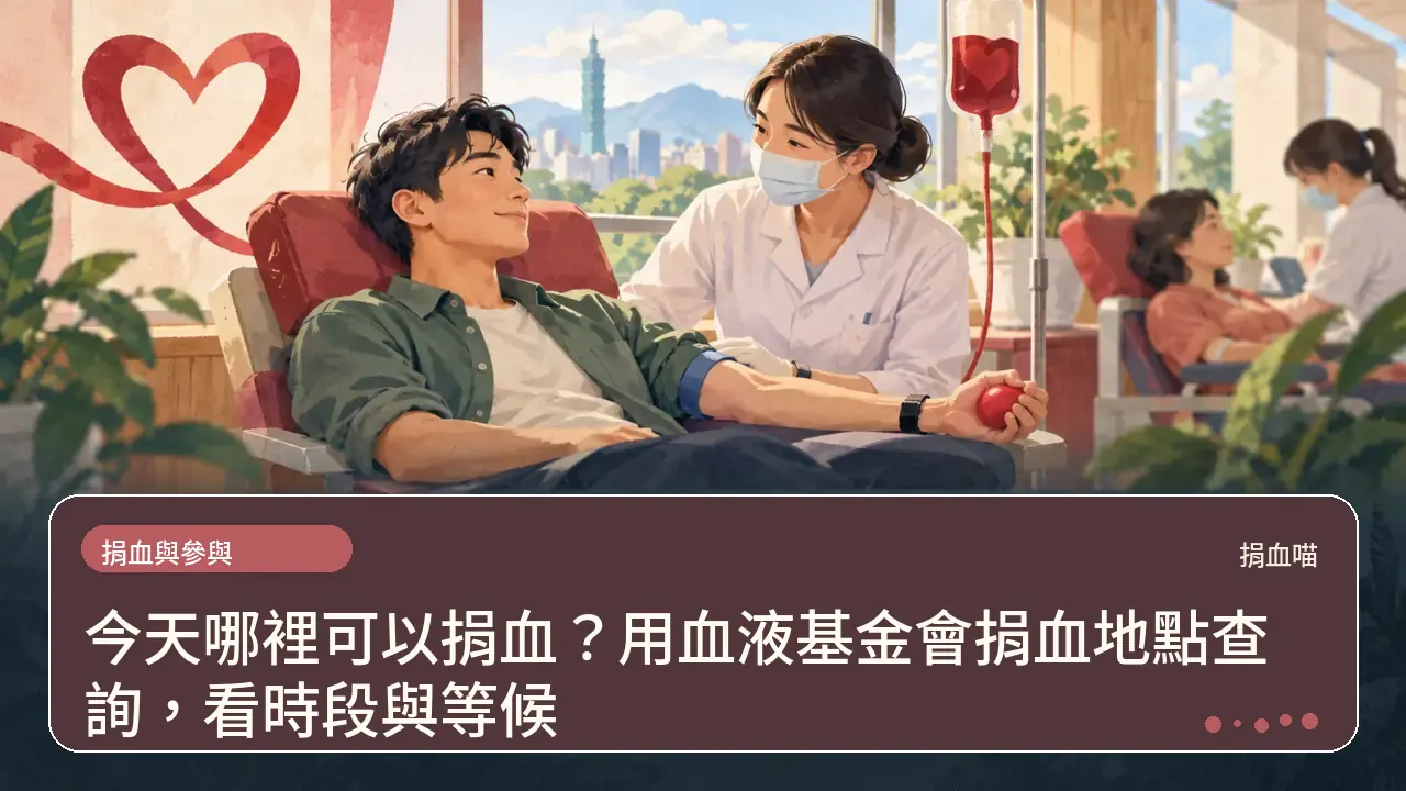 今天哪裡可以捐血？用血液基金會捐血地點查詢，看時段與等候主題插畫